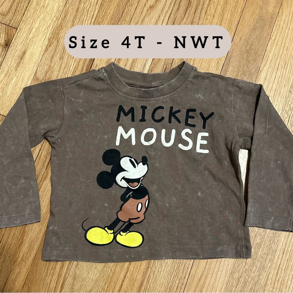 Disney Brown Mickey Mouse Long Sleeve Tee